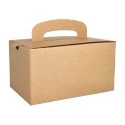 PAPSTAR 20 Lunch-Boxen, Pappe "pure" Eckig 12,5 Cm X 15,5 Cm X 22,5 Cm Braun Mit Tragegriff