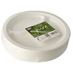 PAPSTAR 500 Teller, Zuckerrohr "pure" 2-geteilt Ø 23 Cm · 2 Cm Weiss -Papstar 0df3e6c7 2c4d 4461 a8ed 9197426eb1ff