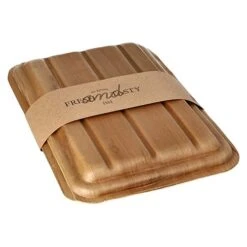 PAPSTAR 10 Trays, Palmblatt "pure" Eckig 500 Ml 6,5 Cm X 17,5 Cm X 25,5 Cm Mit Deckel Und Banderole