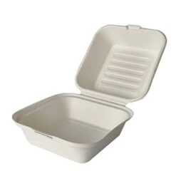 500 Hamburger-Boxen, Zuckerrohr 8 Cm X 14 Cm X 15 Cm Weiss
