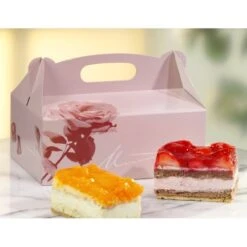 PAPSTAR 200 Gebäck-Kartons, Pappe Eckig 16 Cm X 10 Cm X 9 Cm Rosé Mit Tragegriff -Papstar 31c4bc43 26e0 49af 89e9 54fe9b2a1968
