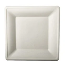 PAPSTAR 50 Teller, Zuckerrohr "pure" Eckig 26 Cm X 26 Cm Weiss