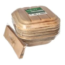 PAPSTAR 10 Trays, Palmblatt "pure" Eckig 500 Ml 6,5 Cm X 20 Cm X 20 Cm Mit Deckel Und Banderole -Papstar 4caee99b 21b7 461e 8638 957ac1e13fbc