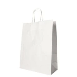 PAPSTAR 25 Tragetaschen, Papier 35 Cm X 26 Cm X 12 Cm Weiss Mit Gedrehtem Tragegriff