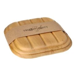 PAPSTAR 10 Trays, Palmblatt "pure" Eckig 500 Ml 6,5 Cm X 20 Cm X 20 Cm Mit Deckel Und Banderole