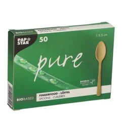 PAPSTAR 50 Fingerfood - Löffel, Bambus "pure" 9,5 Cm -Papstar 802f3f29 230d 4859 804c 1241cba53faf
