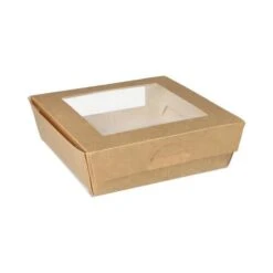 PAPSTAR 25 Feinkostboxen, Pappe Mit Sichtfenster Aus PLA Eckig 1000 Ml 16 Cm X 16 Cm X 5 Cm Braun -Papstar a2ea155c 83c8 450c bd99 ae4c1edaef23