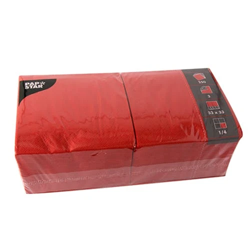 PAPSTAR 1000 Servietten, 3-lagig 1/4-Falz 33 Cm X 33 Cm Rot 3 PAPSTAR 1000 Servietten, 3-lagig 1/4-Falz 33 Cm X 33 Cm Rot – Bild 3