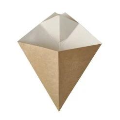 PAPSTAR 50 Pommes-Frites-Spitztüten Mit Dip-Ecke, Pappe "pure" 23,5 Cm X 19 Cm Braun/weiss Füllinhalt 150 G