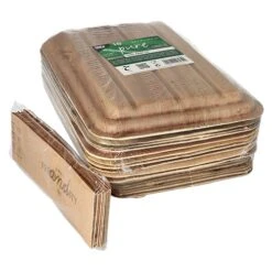 PAPSTAR 10 Trays, Palmblatt "pure" 2-geteilt 400 Ml 5,5 Cm X 17,5 Cm X 25,5 Cm Mit Deckel Und Banderole -Papstar d145beac bcd5 42fc a3e4 d5403591564b