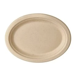 PAPSTAR 500 Teller, Zuckerrohr "pure" Oval 26 Cm X 20 Cm X 2 Cm Natur