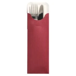 PAPSTAR 500 Bestecktaschen 23,5 Cm X 7,3 Cm Bordeaux "Lines" Inkl. Weißer Serviette 40 X 40 Cm 2-lag. -Papstar e9806a4e 5b24 4ece a412 6b8737d25bc1