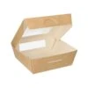 PAPSTAR 25 Feinkostboxen, Pappe Mit Sichtfenster Aus PLA Eckig 750 Ml 14 Cm X 14 Cm X 5 Cm Braun